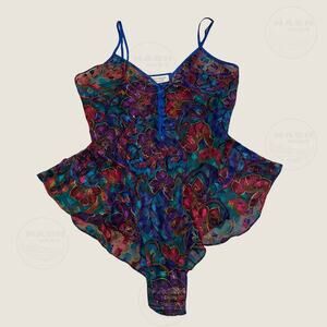 Vintage Victoria’s Secret Gold Label Bodysuit | Sheer Floral Mesh Teddy Lingerie